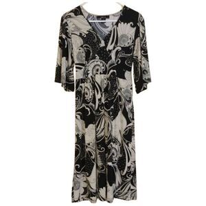 Style & Co. Cream & Black V-neck Dress